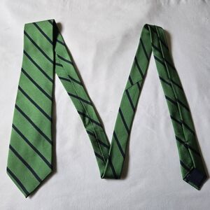 Green & Navy Blue Striped Men's Tie